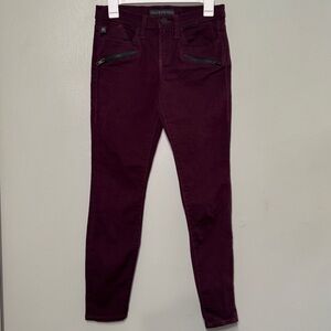 Rock & Republic Maroon Denim Jeans Kashmiere Skinny Ankle Pants Size 4‎